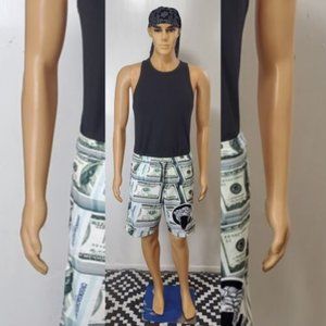 CROOKS & CASTLES BANDUSA MONEY MESH SHORT MENS MEDUSA LOGO PRINT SIZE L MULTI